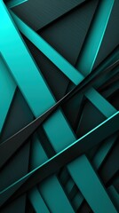 Abstract Geometric Composition of Teal and Black Shapes
