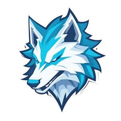 Obraz premium Abstract Geometric Wolf Head Illustration in Blue and White