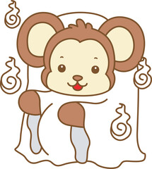 Cute Monkey Halloween vector icon. Funny baby Monkey animal series Halloween illustration.
