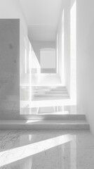 Fototapeta premium Abstract Monochrome White Background Interior Space With Clean Lines And Minimalist Elements