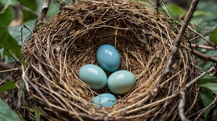 bird nest with eggs