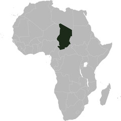 Detailed national location map of CHAD within the great continent of Africa