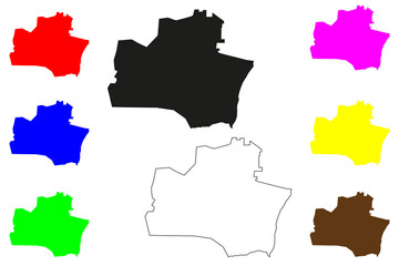 Bahadurgarh city (Republic of India, State of Haryana) map vector illustration, scribble sketch Bahadurgarh map