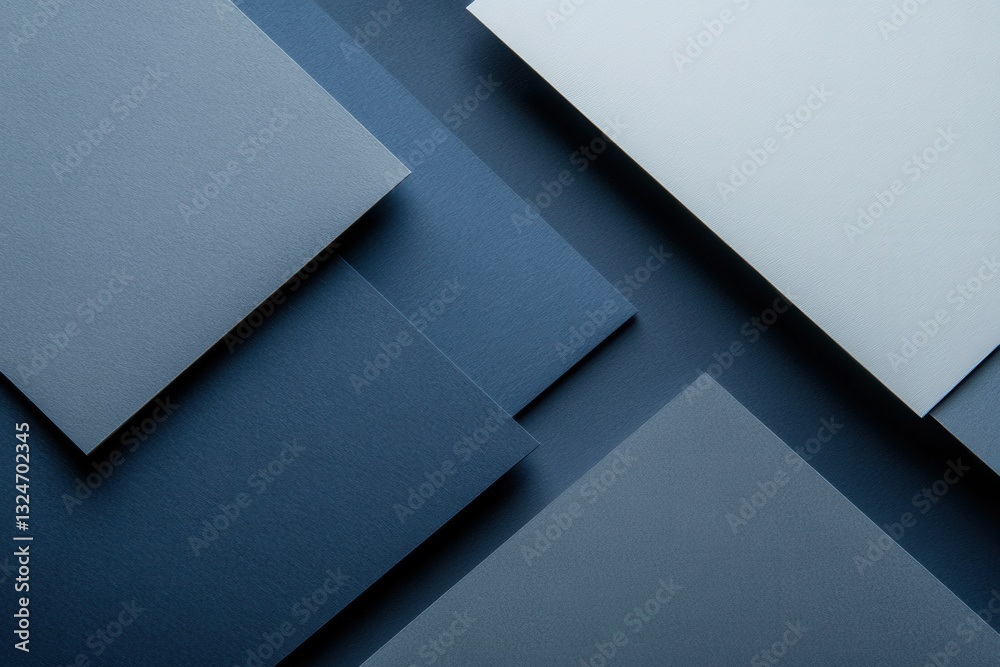 Fototapete Structured geometric background with clean angular shapes in navy blue, gray, and white symbolizing governance and stability with modern gradients