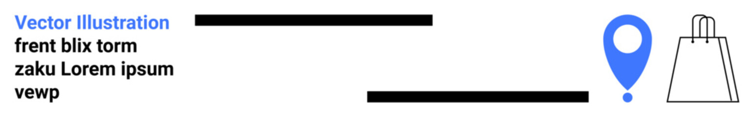 Obraz premium Text next to map pin and shopping bag icons representing online shopping and location tracking. Ideal for e-commerce, online retail, delivery services, location-based marketing, store promotions