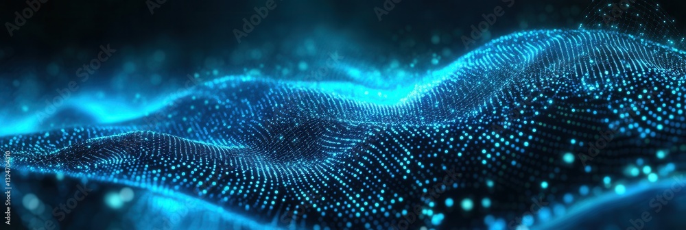 Aufkleber Futuristic neural network patterns in deep blue and cyan with a tech-inspired design
