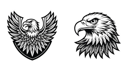 Obraz premium Eagle Logo Vector Illustration | Black and White Fierce Bird Design