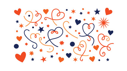 Festive Hearts, Stars, and Confetti Celebration Clipart Design