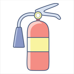 Cartoon fire extinguisher, red and pale yellow, with a nozzle