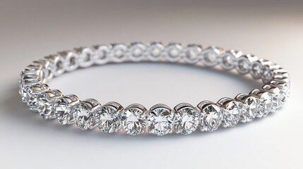 Elegant diamond bracelet, sparkling, isolated on white background