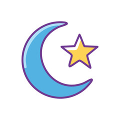 Crescent moon and star, celestial icon