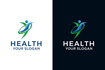 Health and fitness logo, growth and success