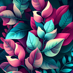 Abstrakcyjna ilustracja kwiatowa 3D – kolorowe kwiaty w pastelowych odcieniach, artystyczna kompozycja roślinna, bogaty wzór florystyczny, nowoczesna grafika cyfrowa, elegancka dekoracja z detalami