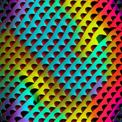 Abstrakcyjny geometryczny wzór 3D – kolorowa kompozycja z dynamicznymi kształtami, gradientowe barwy, nowoczesna grafika cyfrowa, hipnotyzujący efekt wizualny, kreatywny design z teksturą