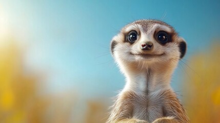 Fototapeta premium Cute meerkat under blue sky nature