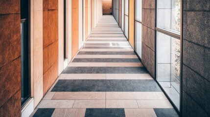 Aerial View of a Commercial Corridor Gallery with Weave Paving Pattern and Clean Lines