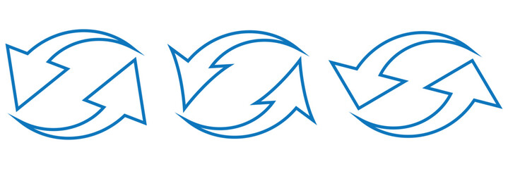 Print Black curved arrows icons set. Arrow sign in flat style. Wind movement image, process repeat symbol