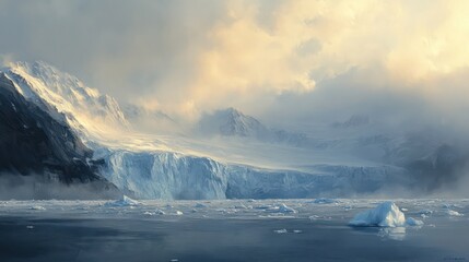 Fototapeta premium A stunning depiction of a massive glacier in icy waters