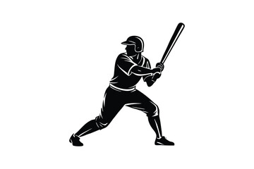 Obraz premium Silhouette of a Baseball batter vector art illustration.eps