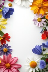 Fototapeta premium Beautiful background template made of Spring flowers.