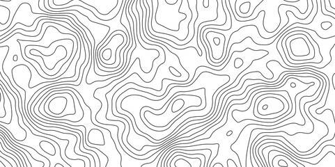Fototapeta premium Black and White Contour Lines. Topographic Terrain Vector Background
