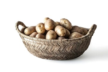 Natural Basket Filled with Freshly Dug Potatoes
