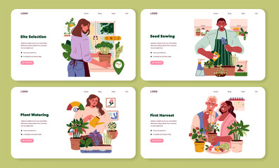 Mini Farms. Flat Vector Illustration