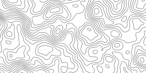 Obraz premium Black and White Contour Lines. Topographic Terrain Vector Background