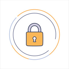 Padlock icon in circular frame, security concept