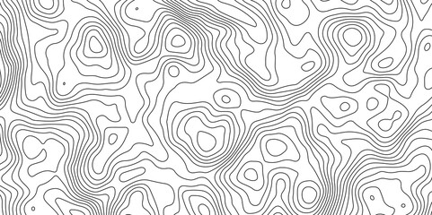 Black and White Contour Lines. Topographic Terrain Vector Background