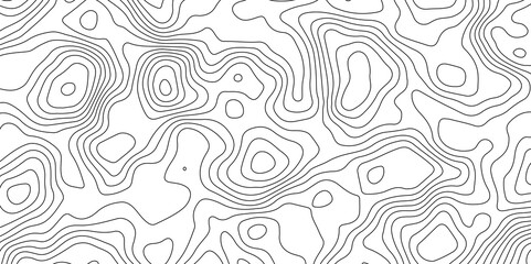 Fototapeta premium Black and White Contour Lines. Topographic Terrain Vector Background