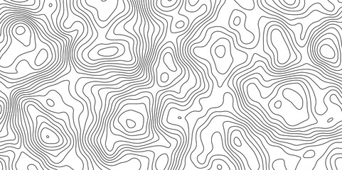 Black and White Contour Lines. Topographic Terrain Vector Background