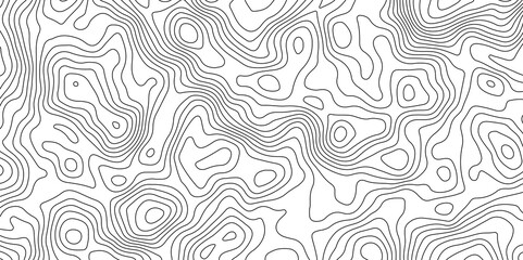 Fototapeta premium Black and White Contour Lines. Topographic Terrain Vector Background