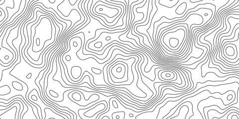 Black and White Contour Lines. Topographic Terrain Vector Background