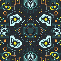 Obraz premium Abstract technology background. . Oil paint illustration.