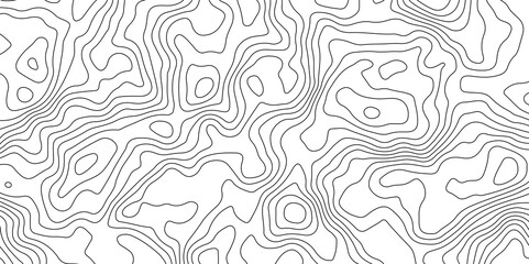 Black and White Contour Lines. Topographic Terrain Vector Background