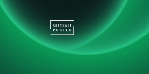 Modern green gradient poster background vector set. Minimalist style cover template with vibrant perspective 3D geometric prism shapes collection.