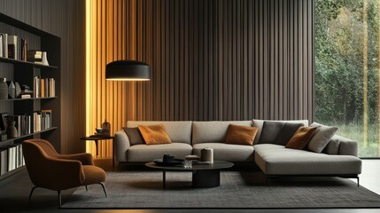 Modern sectional sofa in contemporary living room