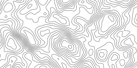 Black and White Contour Lines. Topographic Terrain Vector Background