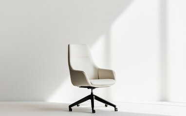 Fototapeta premium Modern Off-White Chair in Minimalist Interior Setting