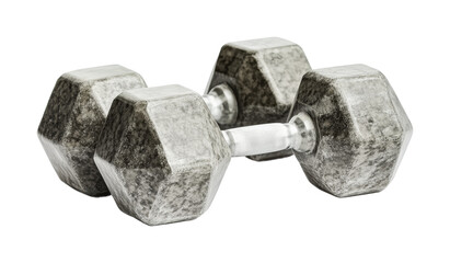 Pair of hexagonal metal dumbbells isolated, cut out