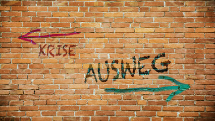 Obraz premium Signposts the direct way to Way out versus Crisis