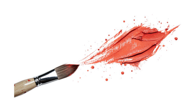 Paintbrush with vivid red paint splash, cut out - Powered by Adobe
