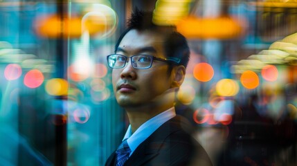 Obraz premium Asian Tax Consultant Working with Soft Focus and Copy Space for Presentation Slides
