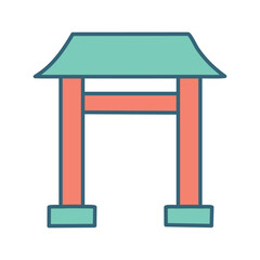 Simple illustration of a traditional Asian gate