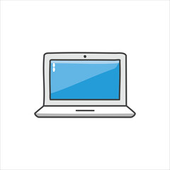 Simple laptop illustration with blue screen