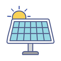 Solar panel illustration, sun's rays charging it