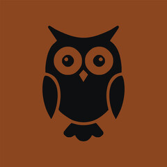 Stylized owl illustration on brown background