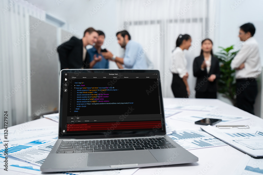 Fototapete Software development programming on computer screen for brisk application and program coding