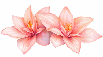 Fototapeta premium Delicate, peach-toned floral pair. Soft, artistic flowers